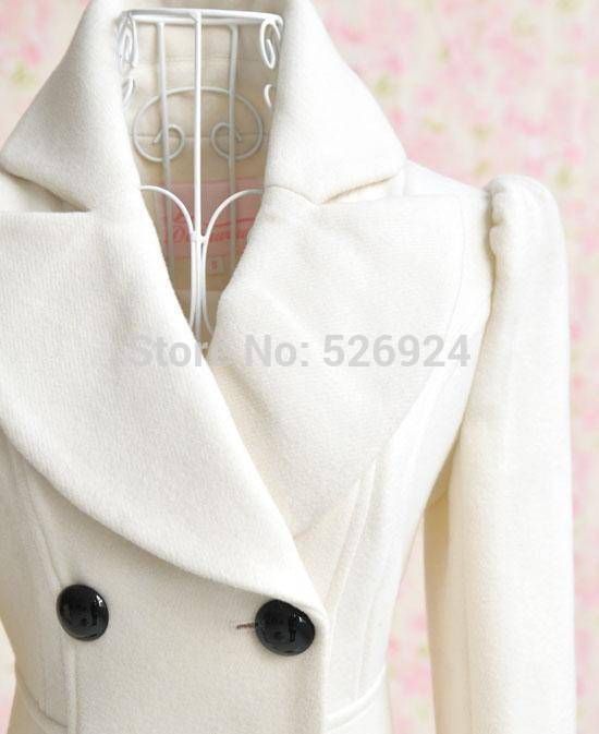 Wholesale-2015 Long Woolen Coat Fashion Women Winter Ruffled Coat Christmas Parka Plus Size Ladies Lace Peacoat Trench Coat Outerwear W26