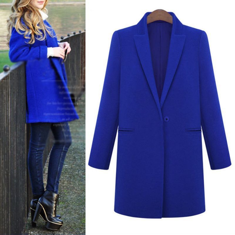 Wholesale-Pure Color Women Cashmere Wool Long Winter Parka Dust Coat Trench Outwear Jacket #66591