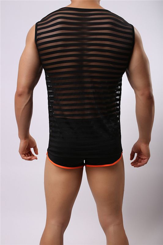 Wholesale-Vest Tank top for man waistcoat sport male slim Transparent tank tops summer outdoors new gay wear