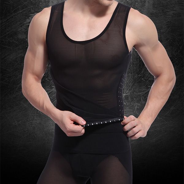 Wholesale-Men Body Shaper Vest Shapewear Corset Slimming Shirt Tight Girdle Underwear New For Free Shipping
