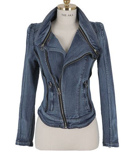 Wholesale-2015 Vintage Fashion Slim Women Motorcycle Jeans Jacket Cool Trend All-match High Street England Style Casual Ladies Coat