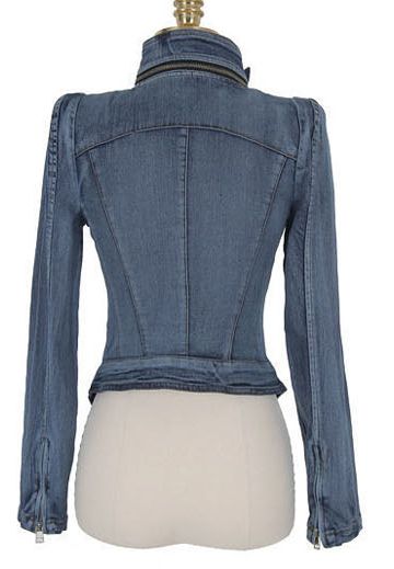 Wholesale-2015 Vintage Fashion Slim Women Motorcycle Jeans Jacket Cool Trend All-match High Street England Style Casual Ladies Coat