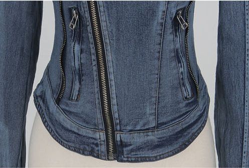 Wholesale-2015 Vintage Fashion Slim Women Motorcycle Jeans Jacket Cool Trend All-match High Street England Style Casual Ladies Coat