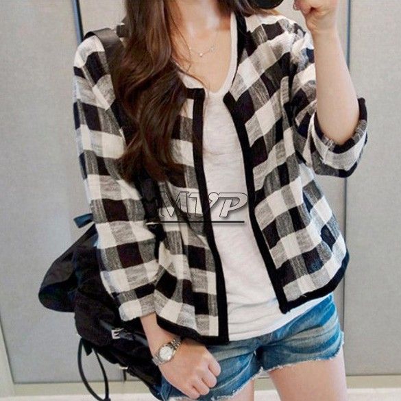 Wholesale-New Fashion Women Autumn Check Printed Short Jacket Ladies Coat Outwear SV11 SV007445, Blue
Wholesale-New Fashion Women Autumn Check Printed Short Jacket Ladies Coat Outwear SV11 SV007445, Blue