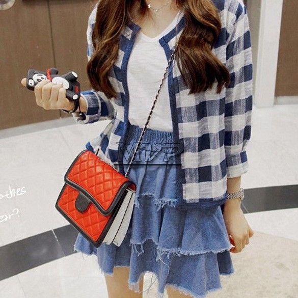 Wholesale-New Fashion Women Autumn Check Printed Short Jacket Ladies Coat Outwear SV11 SV007445