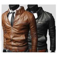 Cheap Wholesale-2015 Sale free Shipping New Men's Suit Pu Leather Jacket Man Products Mens