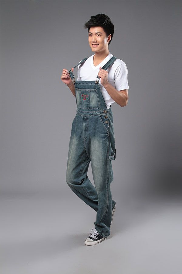Wholesale-denim bib pants Mens casual straight mens one piece jeans with suspenders plus size denim overalls jean jumpsuit for men