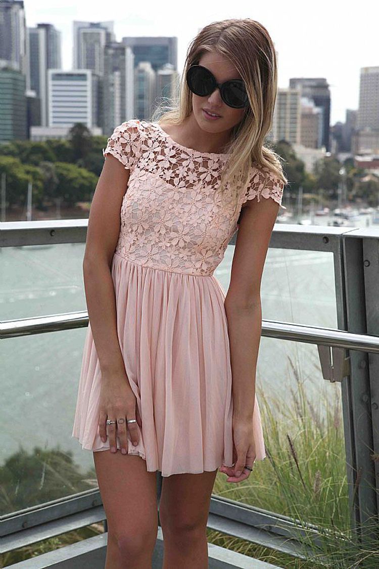 Wholesale-2015 Fashion Women Summer Dress Crochet Embroidered Patchwork Girl Pleated Tulle Chiffon Lace Backless Sexy Party Club Dresses