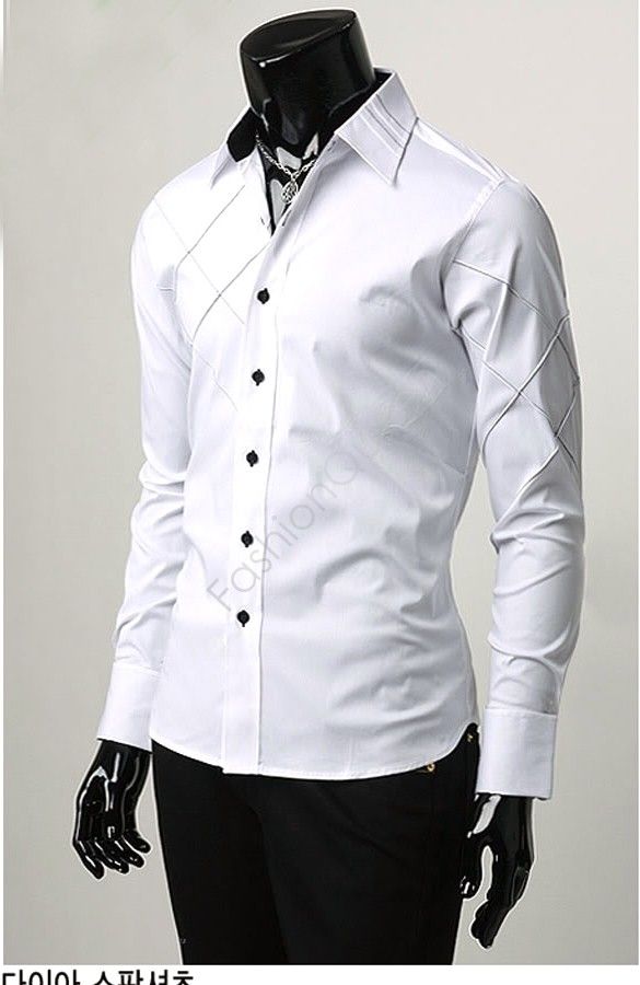 Wholesale-5PCS/LOT Hot Sale Fashion New Mens Shirts Casual Slim Fit Stylish Mens Dress Shirts 3276F