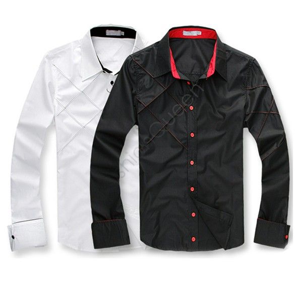 Wholesale-5PCS/LOT Hot Sale Fashion New Mens Shirts Casual Slim Fit Stylish Mens Dress Shirts 3276F