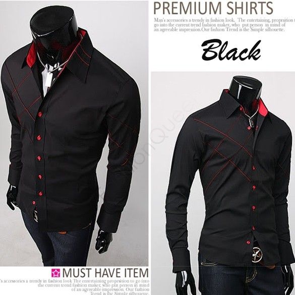 Wholesale-5PCS/LOT Hot Sale Fashion New Mens Shirts Casual Slim Fit Stylish Mens Dress Shirts 3276F
