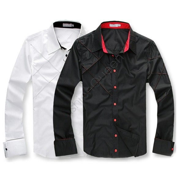 Wholesale-5PCS/LOT Hot Sale Fashion New Mens Shirts Casual Slim Fit Stylish Mens Dress Shirts 3276F