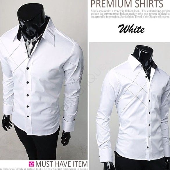 Wholesale-5PCS/LOT Hot Sale Fashion New Mens Shirts Casual Slim Fit Stylish Mens Dress Shirts 3276F