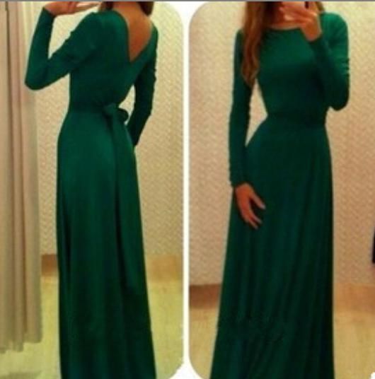 Wholesale-LovaRu hot sell new fashion solid color dress women elegant long dress full sleeve red blue and green three colors