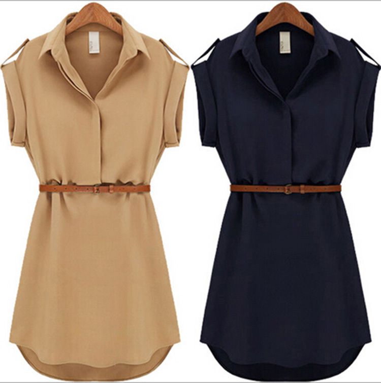 Wholesale-With Belt! 2015 Women Summer Dress V-Neck Short A-Line Solid Plus Size Chiffon Casual Dress For Party Beach Office Free Shipping, Khaki
Wholesale-With Belt! 2015 Women Summer Dress V-Neck Short A-Line Solid Plus Size Chiffon Casual Dress For Party Beach Office Free Shipping, Khaki