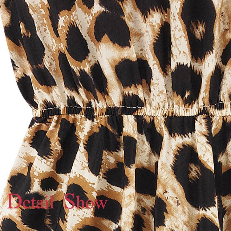 Wholesale-Drop Shipping,2015 New Arrival Leopard Print Dresses for Ladies Women Sleeveless Summer One-piece Pleated Dress for Party, M-XL