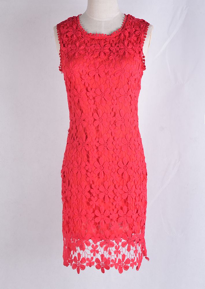 Wholesale-Women Summer Dress 2015 Vestido De Renda White Lace Sleeveless Tank Casual Mini Dresses Vestidos Roupas Femininas XXL WQW689