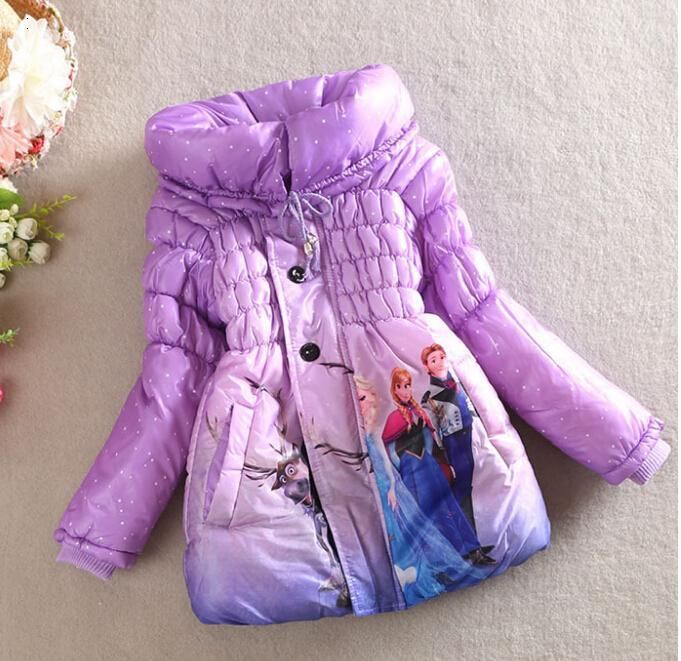 Wholesale-2015 New Girls Frozen Coat Baby Winter Long Sleeve Warm Jacket Children Cotton-Padded Clothes Kids Outwear Free shipping Wholesale-2015 New Girls Frozen Coat Baby Winter Long Sleeve Warm Jacket Children Cotton-Padded Clothes Kids Outwear Free shipping