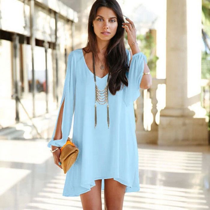 Wholesale-2015 Women Dress Tropical Plus Size Women Clothing Casual Summer Dress Loose Sexy Vestidos A-line Mini Shirt Dress Y9637