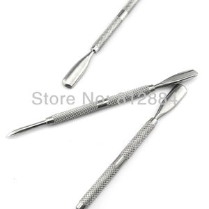 Wholesale-High Quality Stainless Steel 2 Way 14.5cm Cuticle Pusher Nail Push Spoon Remover Manicure Pedicure Nail Art Tool T324