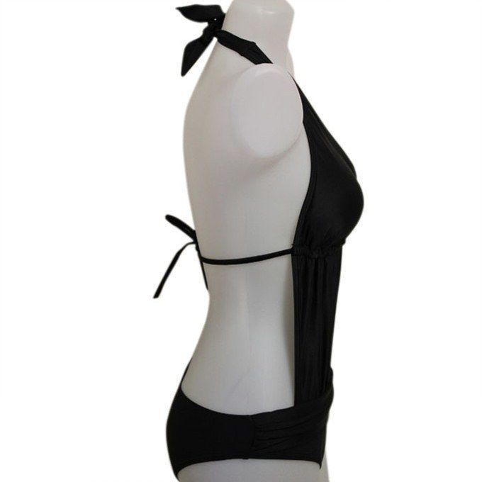 Wholesale-2015 HOT Sexy Deep V Neck Swimwear One Piece Black/Red Brazilian Monokini Swimsuit Biquinis Bodysuit Sexy Tight Swim Wear BJ010