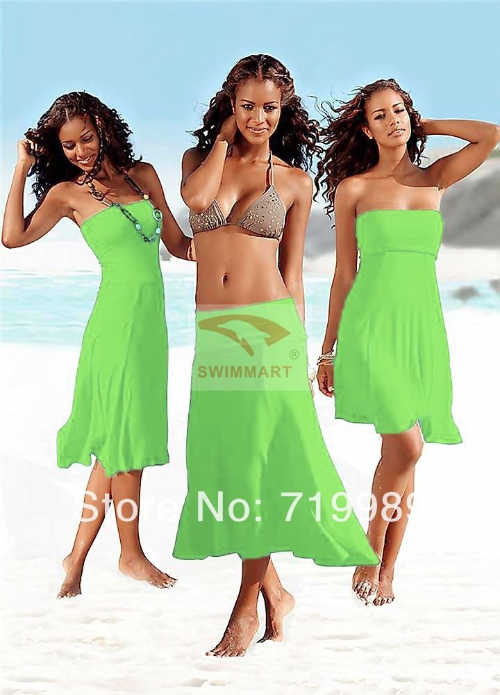 Wholesale-Sexy Women 3 in 1 Strapless Bikini Cover Up Bandeau Dress Swimwear Beach Skirt 11 color
