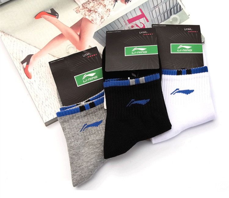 21 Colors! Lining Men's Athletic Socks Male Adult Cotton Socks Breathable Meias Masculinasbasketball sock Li-ning Badminton/Basketball Socks