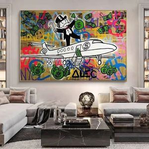 Alec Monopoly Canvas Painting Graffiti Millionaire Money Street Art Posters e impresiones para la sala de estar Home Woo