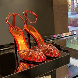 Alevi Milano sandales à talons hauts bobine de sangle incrustée de cristaux talons très hauts pour femmes été chaussures de créateurs de luxe chaussures à talons de fête chaussures d'usine de chaussures habillées
