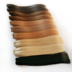 AliMagic Noir Brun Blond Rouge Tissage de Cheveux Humains Bundles 8-26 Pouces Brésiliens Raides Remy Extension de Cheveux Peut Acheter 2 ou 3 Bundles