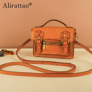 Aliattan 2023 New Vegetable Tanned Leather Handmade How Hide's Bag Women's Vintage Bag Vintage Fi Crossbody Bag N9HQ #
