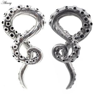 Alisouy 2 pièces cuivre poulpe oreille poids bouchons tunnels spirale cône cartilage boucles d'oreilles jauges extenseur civière piercing bijoux 240130