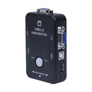 Adaptador de caja de interruptor manual KVM mini de 2 puertos todo en uno con conector USB