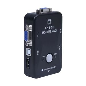 Adaptateur de boîtier de commutation manuel KVM mini tout-en-un à 2 ports avec connecteur USB Luxeu