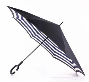 All-match Navy Stripe Inverted Umbrellas C-shape J-shape Handle Étanche Double Couche Inverse Car Umbrella Paraguas Rain Umbrella 4 couleurs