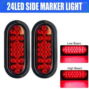 Roues tout Terrain 2 pièces 12V 24 Led ovale camion remorque arrêt tour feu stop feu de position latéral rouge Kit ensemble