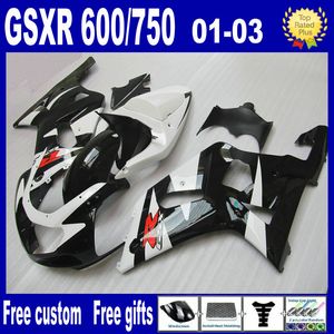 Kit de carrocería blanco y negro PARA SUZUKI GSXR 600 750 carenados K1 2001 2002 2003 GSXR600 GSXR750 01 02 03 kits de carenado