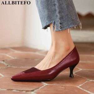Allbitefo cuero genuino + pelo de caballo sexy tacones altos oficina zapatos de mujer zapatos de tacón alto tacones finos praty tacones de mujer 210611