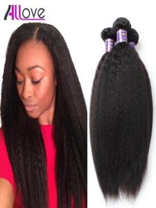 Allove 8A Cheveux Humains Brésiliens Yaki Droit 4pcsLot Cheveux Malaisiens Tisse Péruvienne Vierge Cheveux Indien Humain Vierge Extensions90267202899