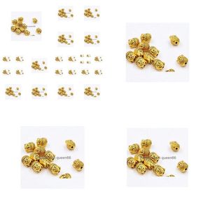 Alliage 100pcs / lot plaqué or tête de bouddha perles d'espacement charmes pour la fabrication de bijoux bricolage 10x8 mm livraison directe bijoux perles en vrac Dhdch