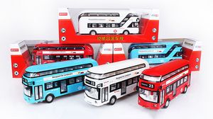Juguete de modelo de automóvil de aleación, autobús londinense de dos pisos con sonido ligero, retroceso, alta simulación, para regalo de 'cumpleaños' de Party Kid, colección, decoración