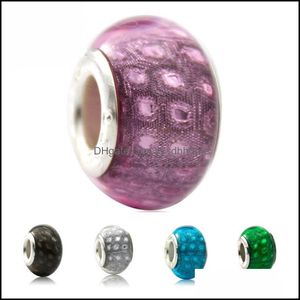 Alliage perles en vrac bijoux mode fascinant facettes verre de Murano Fit européen Pandora bracelets de charme colliers 9 couleurs en gros goutte