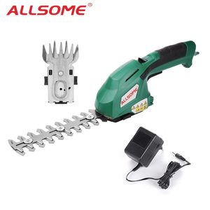 ALLSOME 2 en 1 Trimmer eléctrico 7.2V de iones de litio inalámbrico Hedge Trimmer Recargable Tijeras de deshierbe Podadora doméstica T200115