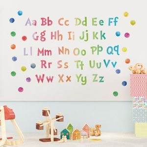 Autocollants muraux Alphabet aquarelle lettres et points, autocollants éducatifs pour chambre d'enfants, décoration de maison pour pépinière et salon