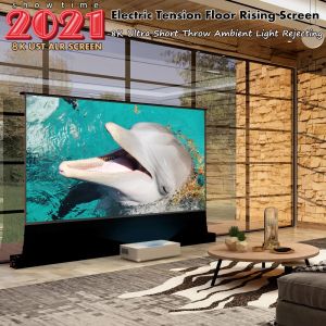 ALR Screen16: 9 100 pouces 8k HD Film UST ALR ALL Electric Motor Floor Rising Projection Display Screen pour Ultra Short Throw Laser TV Projecteur