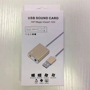 Carte son externe pour ordinateur portable, en alliage d'aluminium, USB 2.0, adaptateur Audio virtuel 7.1 canaux avec fil pour PC MAC, avec emballage en boîte