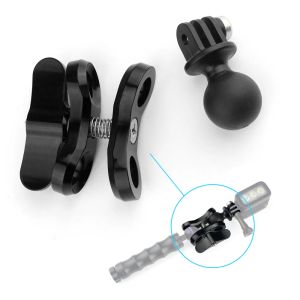 Aluminium Butterfly Clip Diving Ballhead Pramp Filting Lights Arm Metal / Rubber Ball Adapter Mount pour GoPro 10 9 8 7 6 5 Camera