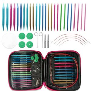 Aluminium Circular Knitting Needles Set Interchangeable Crochet Crochets tising Yarn Craft Tools Accessories Kit Needle 240411