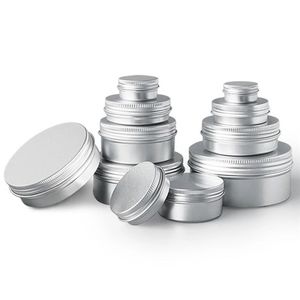 Latas de aluminio y plata, contenedor de almacenamiento de Metal redondo, cajas de embalaje para botellas, tarros con tapas de rosca para accesorios de cosméticos de belleza DIY