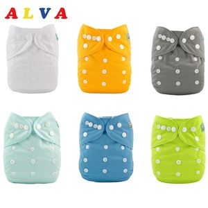 ALVABABY 6pcs / set couches lavables coquilles de bébé coquilles de couches en tissu réutilisables pour bébé sans insertion 211028